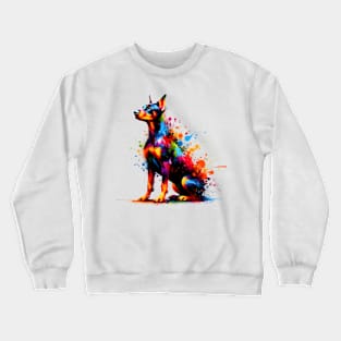 Colorful German Pinscher in Vibrant Splash Paint Style Crewneck Sweatshirt